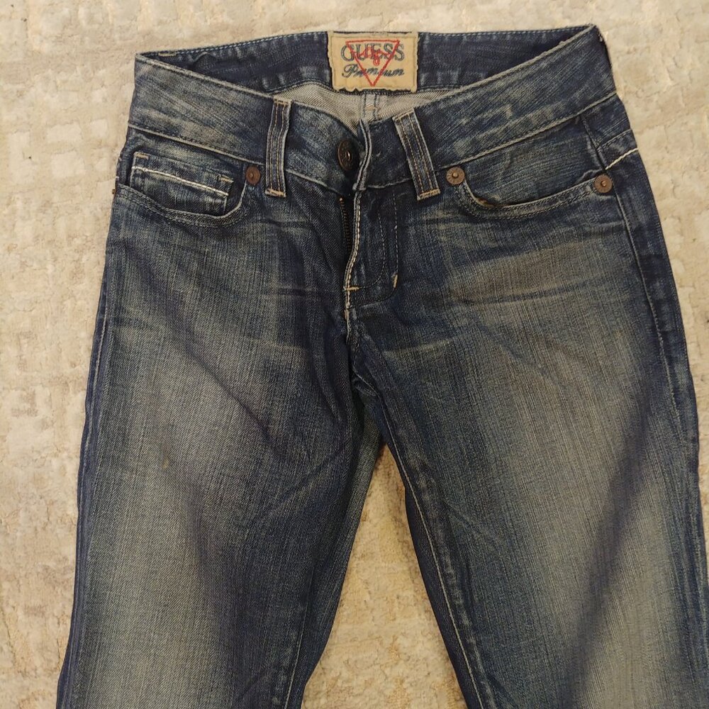 Vintage Guess Premium dark washed low rise flared jeans size 26 Made in USA - Picture 9 of 16
